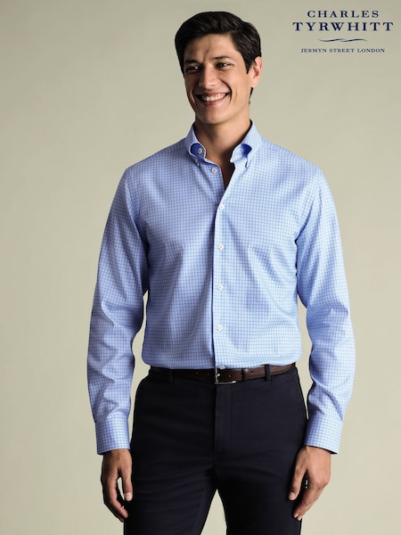 Charles Tyrwhitt Blue Non-Iron Button Down Check Shirt (V52196) | £70