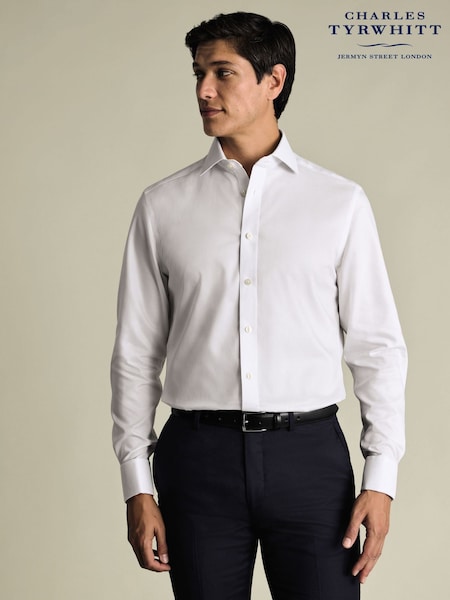 Charles Tyrwhitt White Non-Iron Greenwich Weave Cutaway Shirt (V52201) | £75