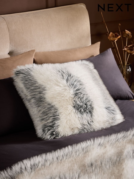 Stripe Faux Fur Cushion