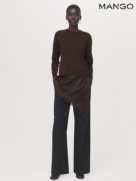 Mango Brown 2-in-1 Satin and Lace Detail Jumper (V52766) | £50