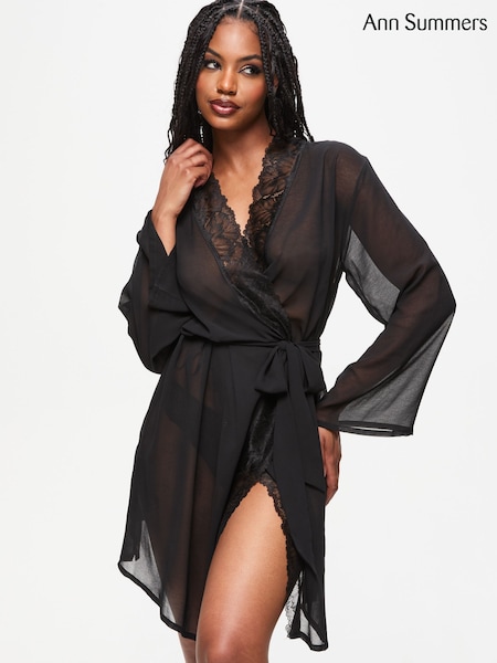 Ann Summers Black The Promising Chiffon Robe (V52904) | £25