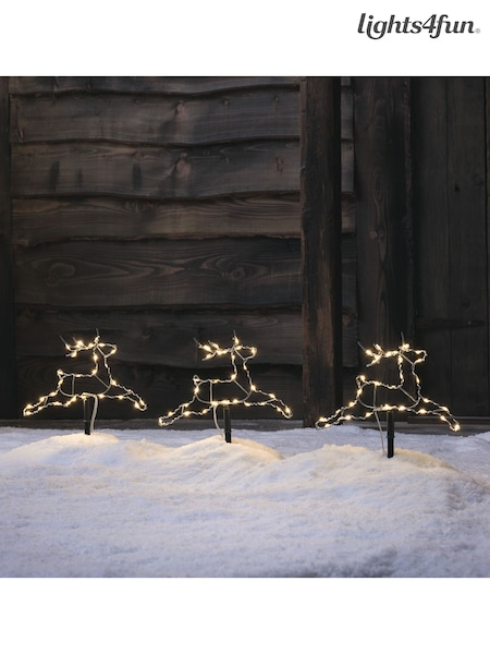 Lights4fun Set of 3 Black Mini Reindeer LED Stake Lights (V53024) | £20