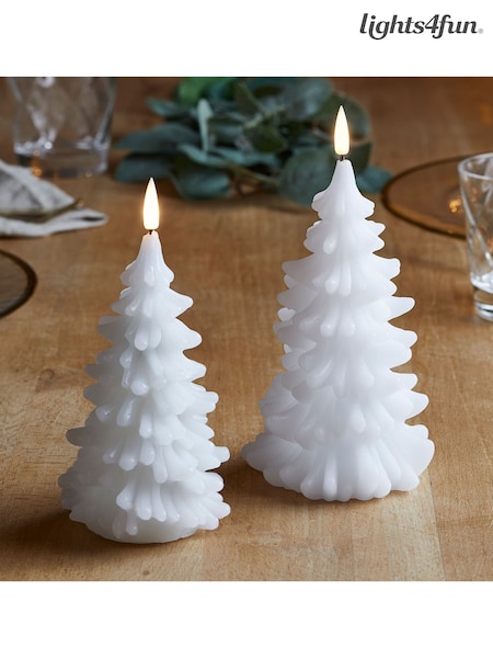 Lights4fun White TruGlow Tree Christmas Candle Duo (V53041) | £20