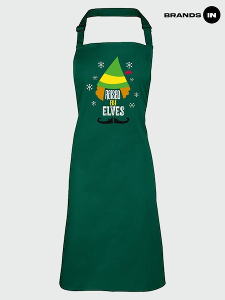Brands In Green Elf Raised By Elves Christmas Apron (V53261) | £30
