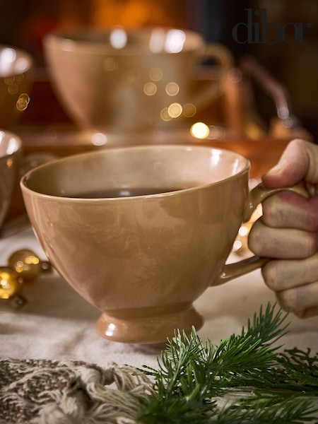 Dibor Cream Brown Footed XL Mug (V53361) | £18