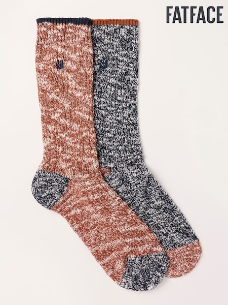Orange - Regular Fatface 2 Pairs Of Boot Socks