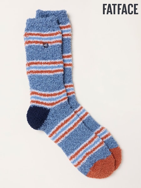 Orange - Regular Fatface Cosy Striped Socks