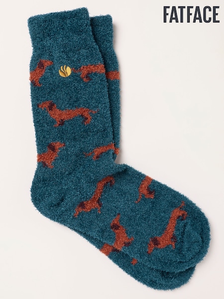 Teal Blue - Regular Fatface Cosy Dog Socks