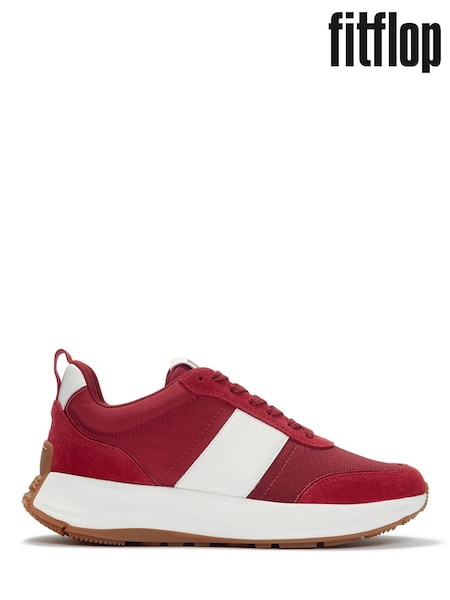 FitFlop Red F-Mode Flow Fabric Suede Sneakers (V53529) | £110