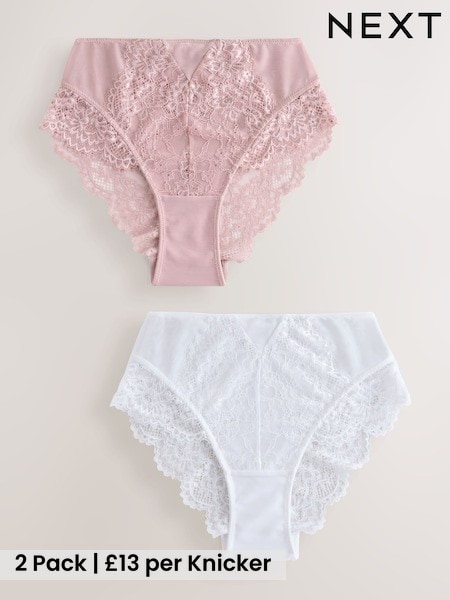 Blush/White - Tummy Control Lace Shaping Knickers 2 Pack