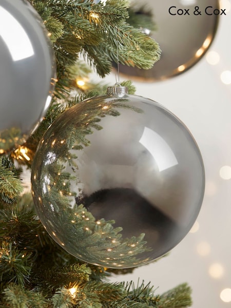 Cox & Cox Grey Three Oversized Shatterproof Baubles (V53598) | £35