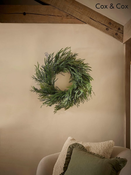 Cox & Cox Green Fabulous Faux Cedar Wreath (V53607) | £45