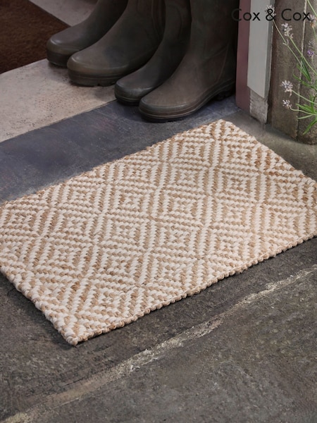 Cox & Cox Natural Braided Jute Diamond Doormat (V53609) | £22