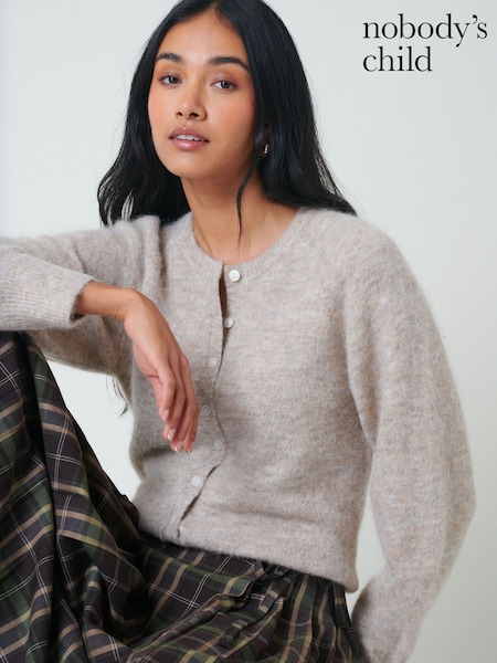 Nobodys Child Silver Alpaca Barrel Sleeve Cardigan (V53695) | £79