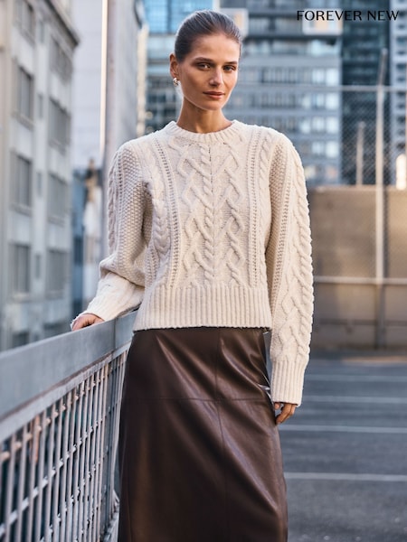 Forever New Cream Heidi Cable Stitch Jumper (V54060) | £69