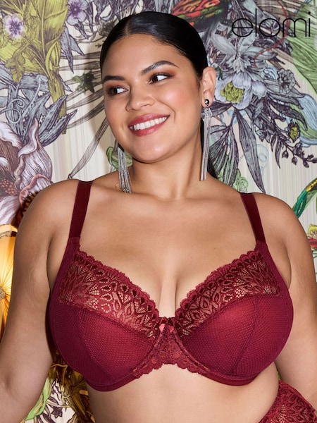 Red - Elomi Tiernie Underwire Plunge Bra Stretch