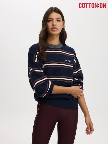 Cotton On Blue Plush Graphic Crew Jumper (V54277) | £35