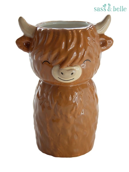 Sass & Belle Brown Highland Cow Shaped Vase (V54323) | £18