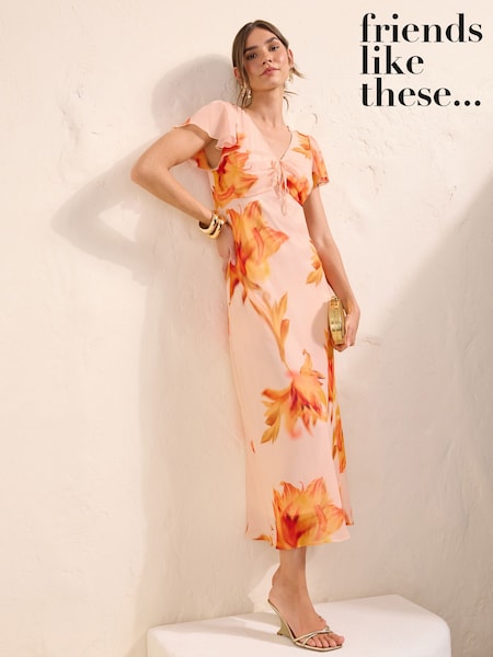 Ivory - Friends Like These Flutter Sleeve Midi Dress