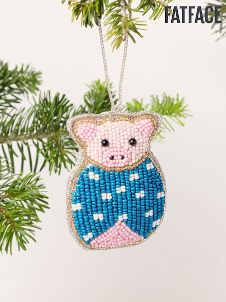 Fatface Pig In Blanket Beaded Christmas Decoration
