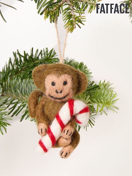 Fatface Candy Cane Monkey Felt Christmas Decoration