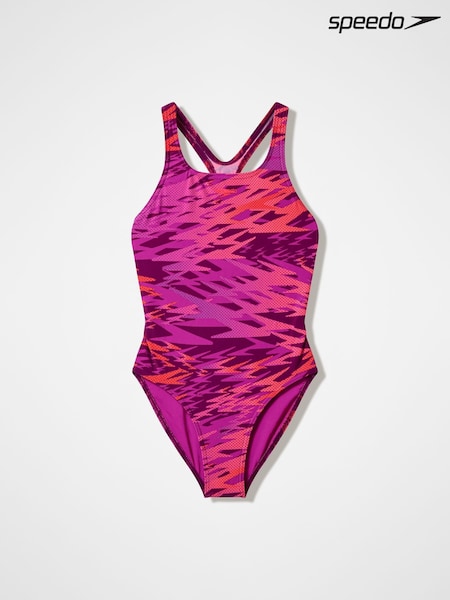 Purple - Speedo Hyperboom Print Medalist Swimsuit
