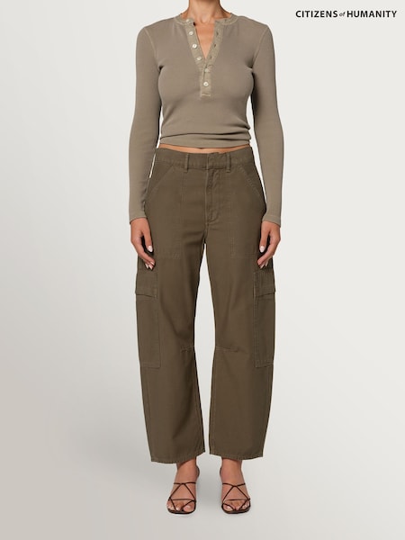 Citizens of Humanity Green Marcelle Low Slung Cargo Trousers In Sateen (V55072) | £320