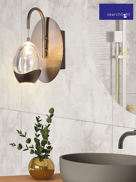 Searchlight Latte and Champagne 1 Textured Glass Wall Light (V55214) | £91