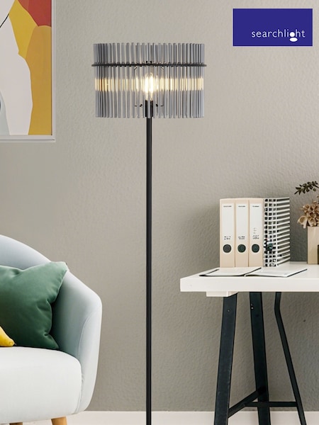 Searchlight Black and Smoke 1 Light Glass Rod Floor Lamp (V55216) | £81