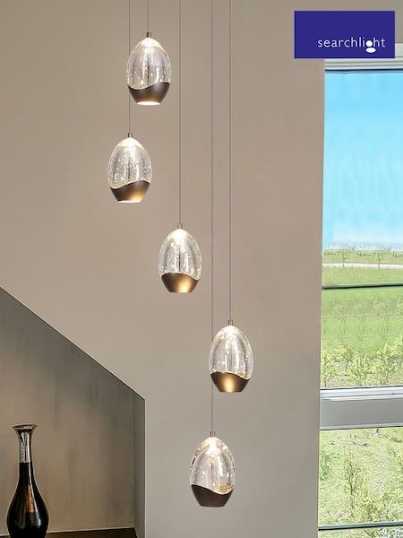 Searchlight Latte and Champagne 5 Light Textured Glass Drop Pendant (V55217) | £306