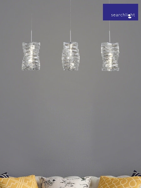 Searchlight Chrome and Clear 3 Light Clear Crystal Bar Pendant (V55221) | £306
