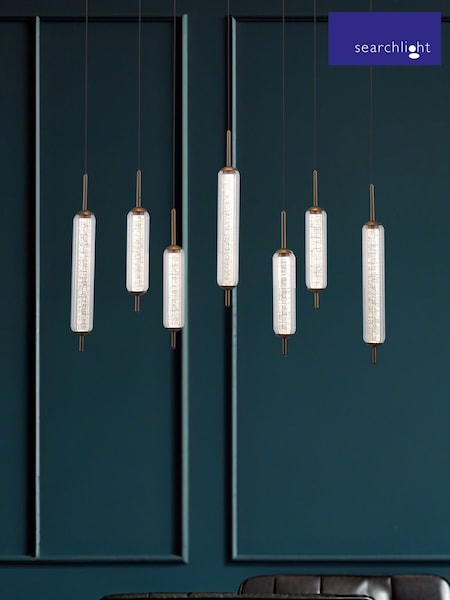 Searchlight Latte and Clear 7 Light Glass Bar Pendant (V55234) | £479