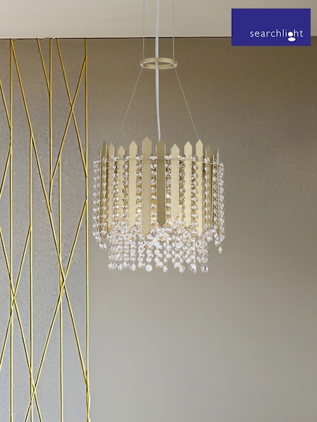Searchlight Gold 5 Light Metal & Clear Crystal Pendant (V55252) | £193