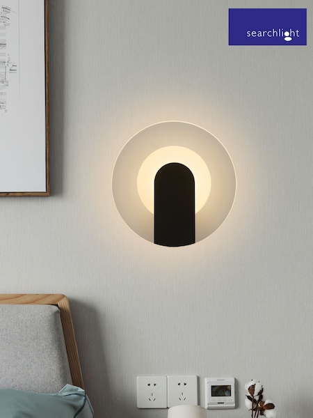 Searchlight Black Glass Circular Wall Light (V55256) | £51