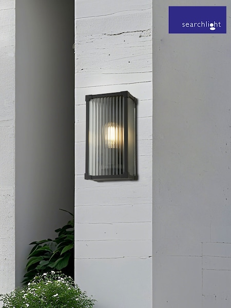 Searchlight Black Aluminium Ribed Glass Wall Light (V55261) | £59