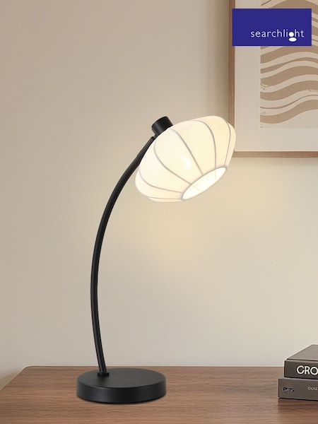 Searchlight Black and White 1 Light Metal Table Lamp with Fabric Shade (V55284) | £38