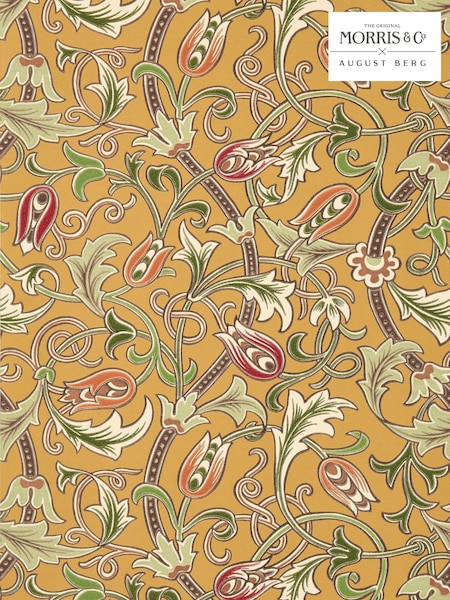 Morris & Co Gold Scrolling Tulip Unfinished Works A4 Wallpaper Sample (V55360) | £1