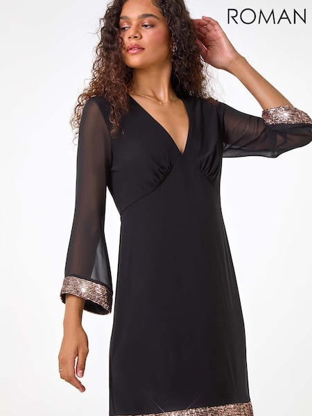 Roman Metallic Sequin Cuff Dress (V55778) | £60