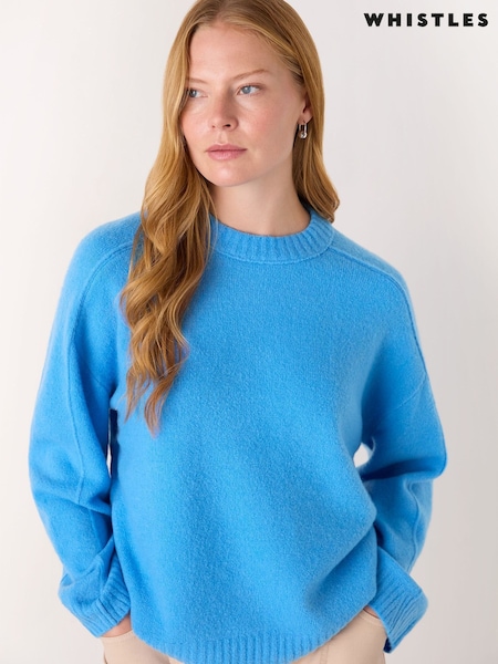 Whistles Blue Wool Mix Seam Detail Knit (V55838) | £99