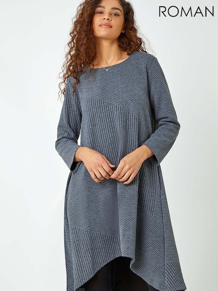 Roman Grey Ribbed Asymmetric Stretch Dress (V55839) | £50