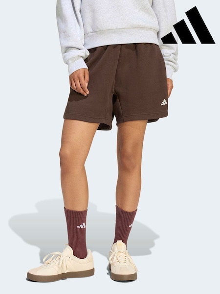 adidas Dark Brown 3 Stripe Studio Fleece Shorts (V55895) | £33