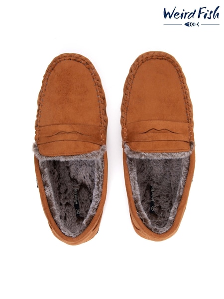 Weird Fish Brown Hector Micro Suede Moccasin (V56033) | £38