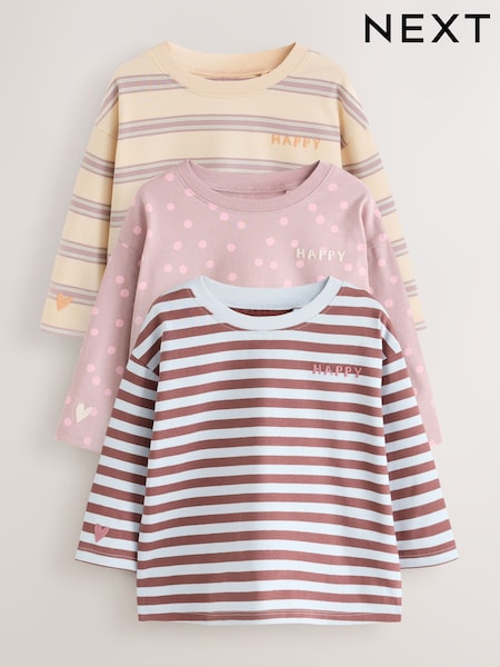 Pink - Stripe T-shirts 3pk (3mths-7yrs)