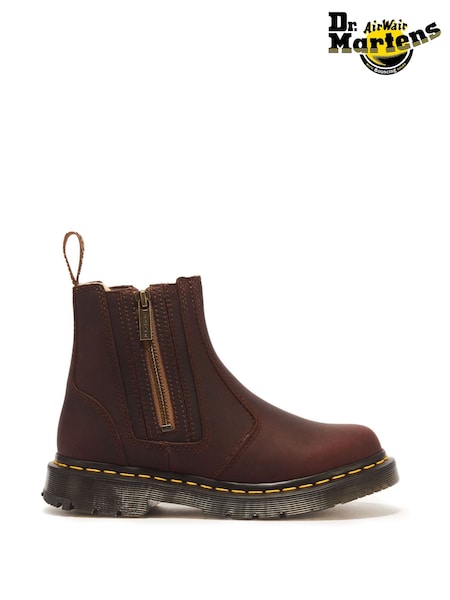 Brown - Dr. Martens 2976 Alyson Faux Fur Zip Wintergrip Chelsea Boots