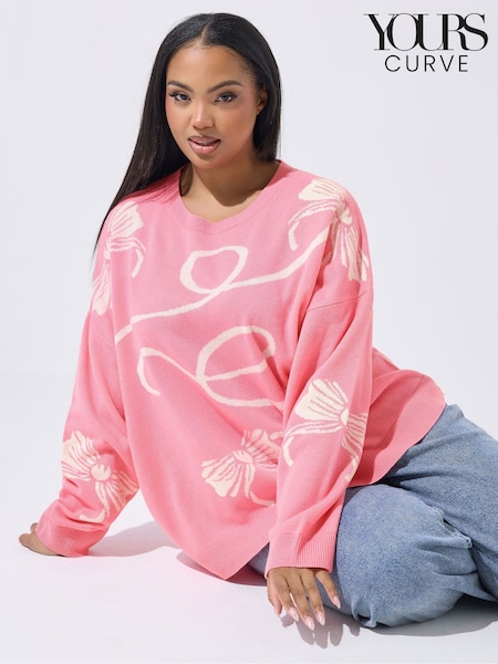 Yours Curve Pink Limited Bow Jumper (V56339) | £31