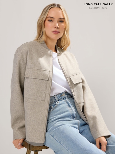 Long Tall Sally Natural Cosy Bomber Jacket (V56344) | £64