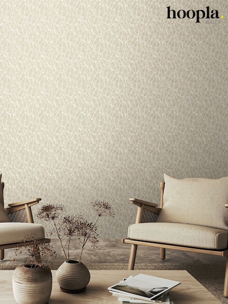 Hoopla Walls Linen Zebra Leaf Linen 10M Wallpaper (V56462) | £40