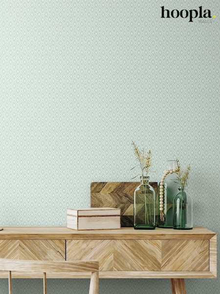 Hoopla Walls Seaglass Ditsy Diamond Blush 10M Wallpaper (V56487) | £40