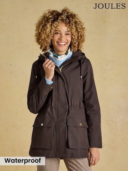 Chocolate Brown - Joules Portwell Waterproof Hooded Raincoat
