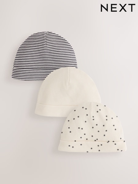 Monochrome Waffle - Baby Beanies 3 Pack (0-18mths)